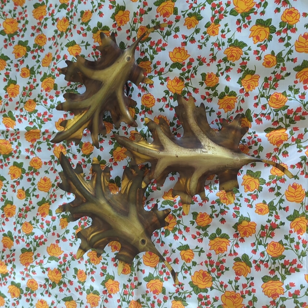 3- Vintage Brass Metal Oak Leaf Wall Hanging